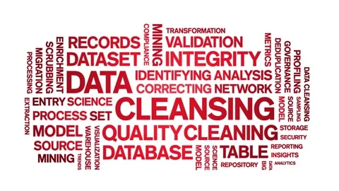 Data Cleansing animated word cloud,animation kinetic typography seamless loop. Stock Footage 308348579