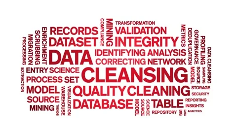 Data Cleansing animated word cloud,animation kinetic typography seamless loop. Stock Footage 308348595