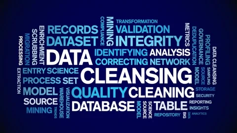 Data Cleansing animated word cloud,animation kinetic typography seamless loop. Stock Footage 308348749