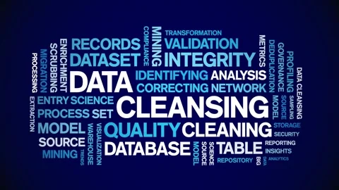 Data Cleansing animated word cloud,animation kinetic typography seamless loop. Stock Footage 308348969