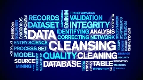 Data Cleansing animated word cloud,animation kinetic typography seamless loop. Stock Footage 308349010