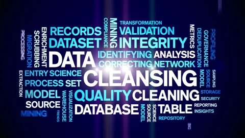 Data Cleansing animated word cloud,animation kinetic typography seamless loop. Stock Footage 308349107