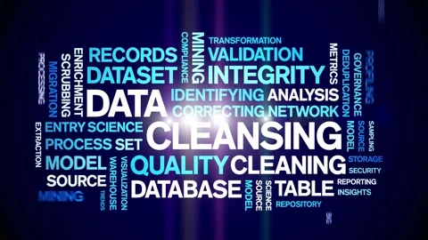 Data Cleansing animated word cloud,animation kinetic typography seamless loop. Stock Footage 308349161