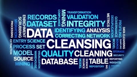 Data Cleansing animated word cloud,animation kinetic typography seamless loop. Stock Footage 308349214