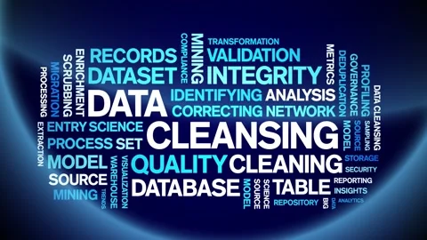 Data Cleansing animated word cloud,animation kinetic typography seamless loop. Stock Footage 308349302