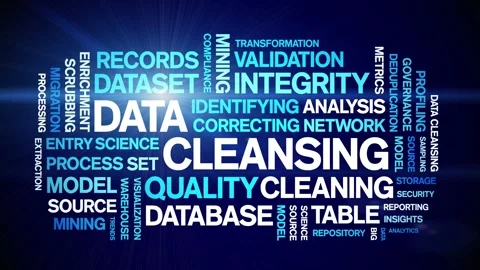 Data Cleansing animated word cloud,animation kinetic typography seamless loop. Stock Footage 308349350