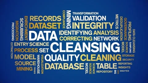 Data Cleansing animated word cloud,animation kinetic typography seamless loop. Stock Footage 308349601