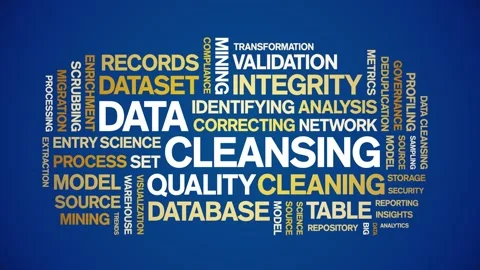 Data Cleansing animated word cloud,animation kinetic typography seamless loop. Stock Footage 308349858