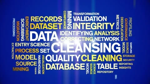 Data Cleansing animated word cloud,animation kinetic typography seamless loop. Stock Footage 308349979