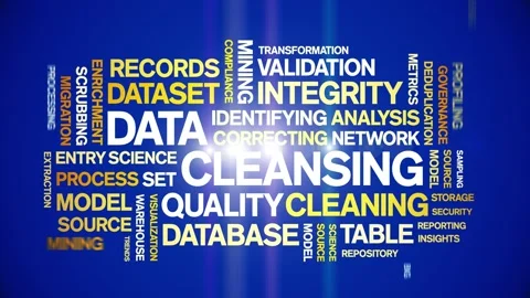 Data Cleansing animated word cloud,animation kinetic typography seamless loop. Stock Footage 308350102