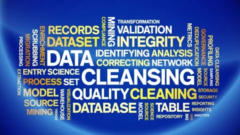 Data Cleansing animated word cloud,animation kinetic typography seamless loop. Stock Footage 308350203