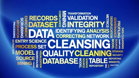 Data Cleansing animated word cloud,animation kinetic typography seamless loop. Stock Footage 308350286