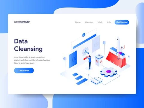 Data Cleansing Isometric for Website Page Stock Illustration