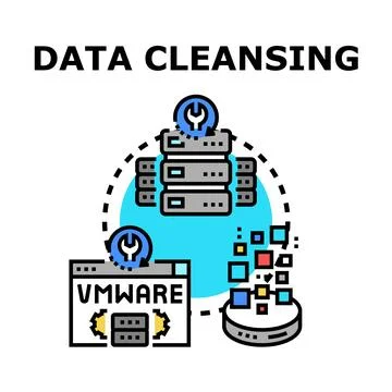 Data cleansing process improving database quality concept 스톡 일러스트