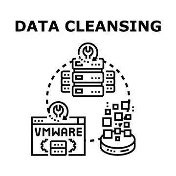 Data cleansing process improving database quality concept Stock Illustration