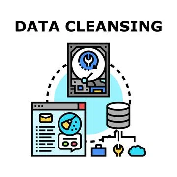 Data cleansing process improving information quality and database management Stockillustratie