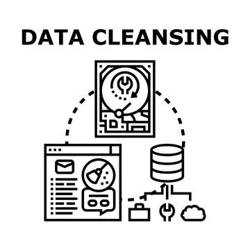 Data cleansing process improving information quality and database management 库存插图