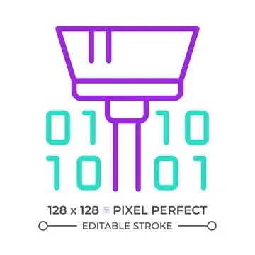 Data cleansing two color line icon Stock Illustration