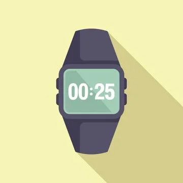 Data clock smartwatch icon flat vector. Network band app Stock Illustration