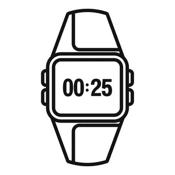 Data clock smartwatch icon outline vector. Network band app イラスト素材