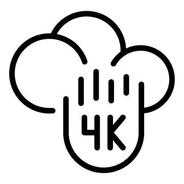 Data cloud 4k stream icon, outline style Stock Illustration
