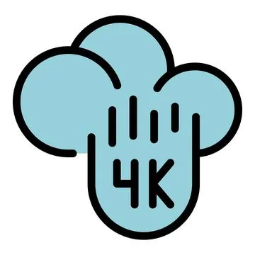 Data cloud 4k stream icon color outline vector Stock Illustration