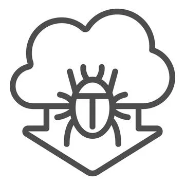 Data cloud with arrow and virus line icon, web security concept, Virus download Stock Illustration