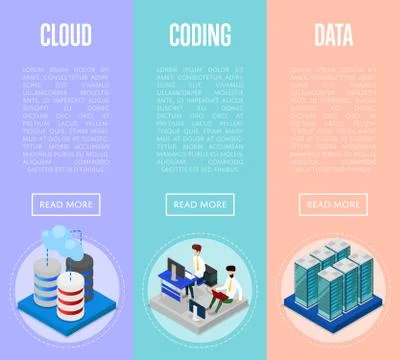 Data cloud coding and administration posters Illustrazione stock