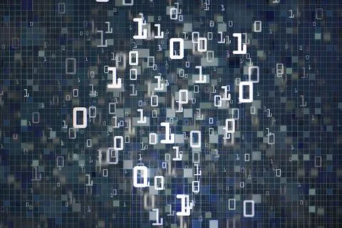Data cloud computer binary data matrix. vertical digital binary code moving m イラスト素材