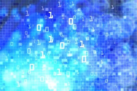 Data cloud computer binary data matrix. vertical digital binary code moving m Stock Photos