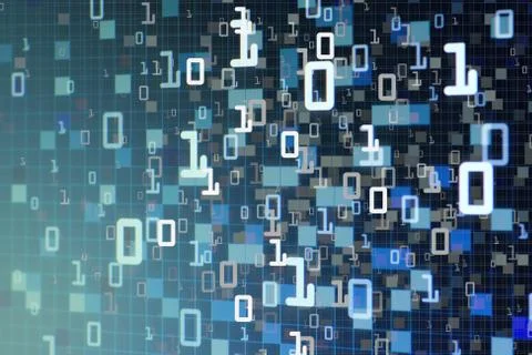 Data cloud computer binary data matrix. vertical digital binary code moving m Stock Photos