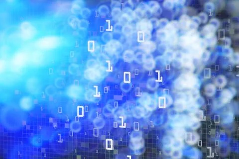 Data cloud computer binary data matrix. vertical digital binary code moving m Stock Photos