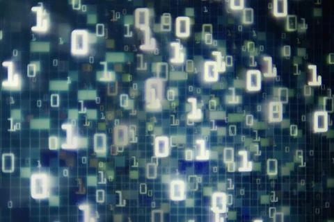 Data cloud computer binary data matrix. vertical digital binary code moving m Stock Photos