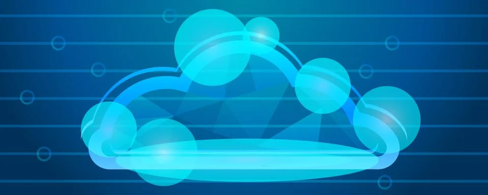 Data cloud concept banner, cartoon style 스톡 일러스트