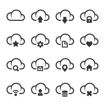 Data Cloud with Different Signs Icon Set. Vector Stock Illustration