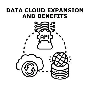 Data cloud expansion and benefits concept visualization 스톡 일러스트