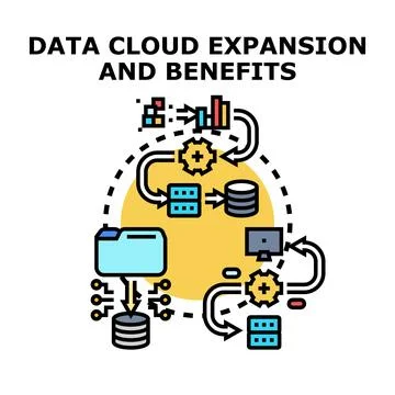 Data cloud expansion processing and analytics concept Stockillustratie