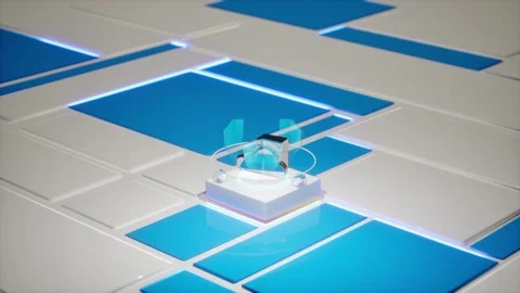 Data Cloud Icon Blue Tech Platform Cloud Service SaaS Concept Stock Footage 337815832