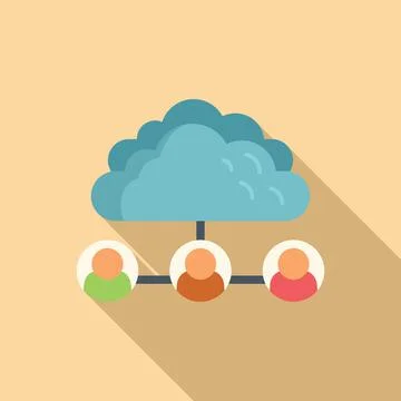 Data cloud icon flat vector. Crm system Stock Illustration