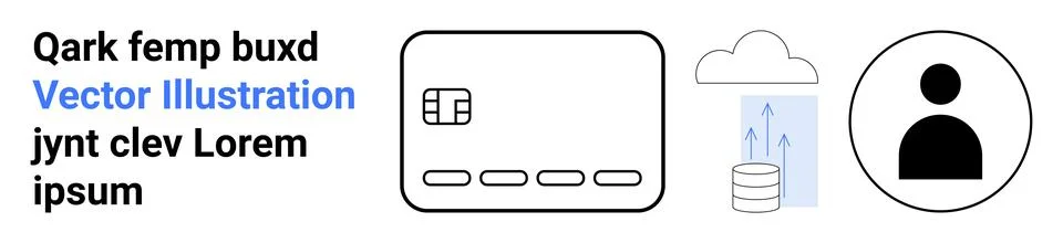 Data Cloud Integration Credit Card, Cloud Storage, Professional User Profile Stock Illustration
