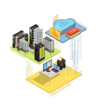 Data Cloud Isometric Infographics Stock Illustration