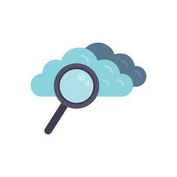 Data cloud job search icon flat vector. Online internet Stock Illustration