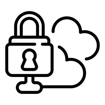 Data cloud key icon outline vector. Stop fraud Illustration