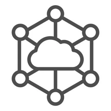 Data cloud line icon. Computer storage vector illustration isolated on white 스톡 일러스트
