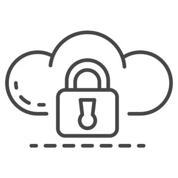 Data cloud lock icon, outline style Stock Illustration