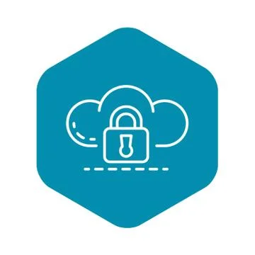 Data cloud lock icon, outline style 스톡 일러스트