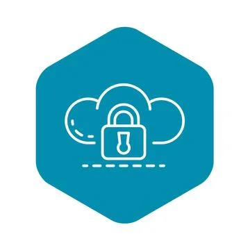 Data cloud lock icon, outline style Illustrazione stock