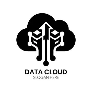 Data Cloud Logo Design with Circuitry Pathways and Electronic Nodes イラスト素材