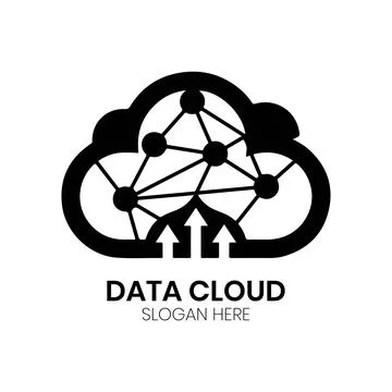 Data Cloud Logo Design with Connected Network Nodes and Upward Growth イラスト素材