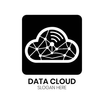 Data Cloud Logo Design Inside a Rounded Square with Digital Nodes イラスト素材